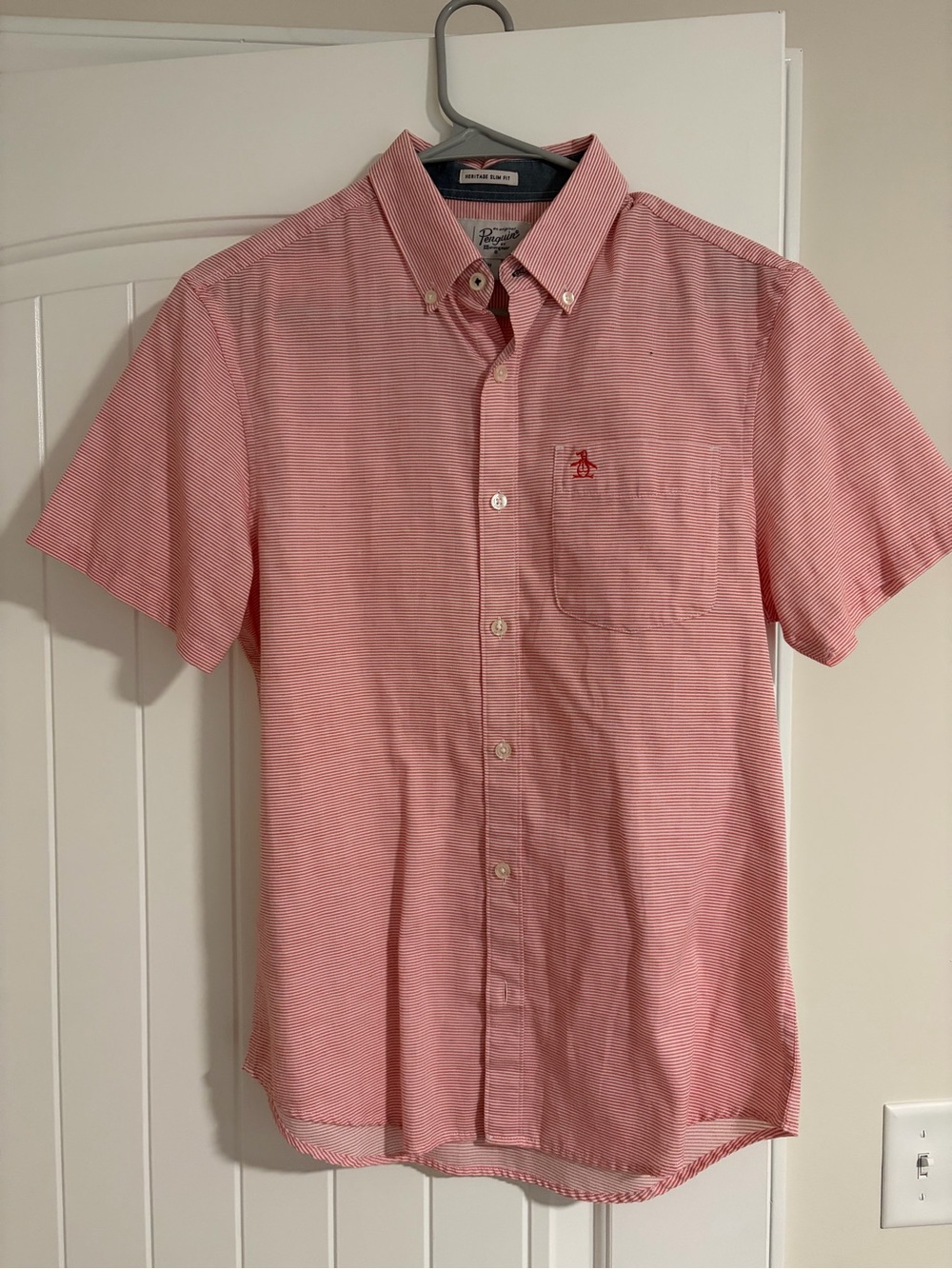 Original Penguin Short-Sleeve Button-Down Shirt - red Stripe